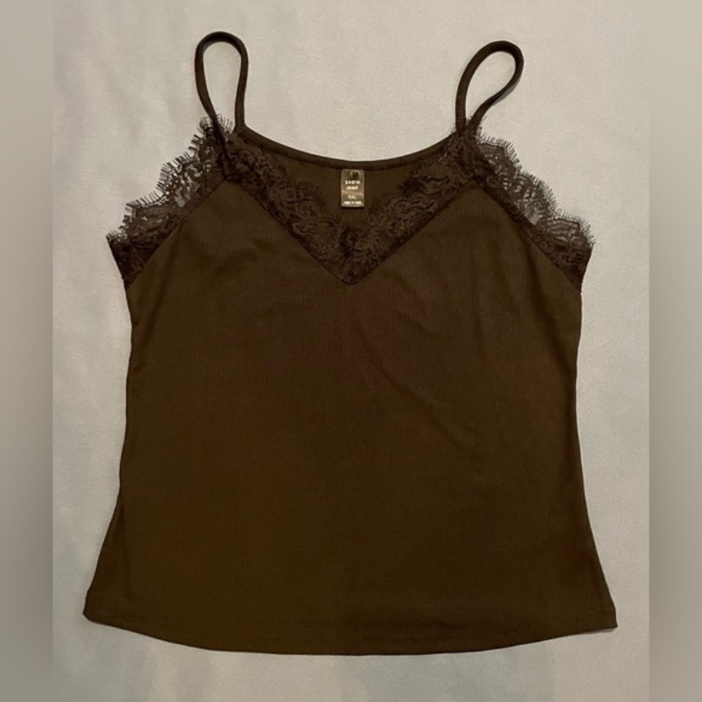 SHEIN Curve Black Spaghetti Strap Lace‎ Lined Tank Top Women's Size 0XL